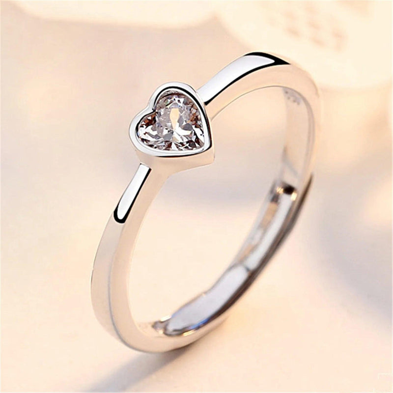 2Pcs/sets Zircon Heart Matching Couple Rings Set Forever Endless Love Wedding Ring for Women Men Charm Jewelry - CRAVO ROSE