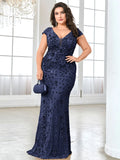 Lucyinlove Plus Size Elegant Blue Evening Dress For Women 2024 Luxury Long Mermaid Formal Sequins V-neck Prom Wedding Party Gown - CRAVO ROSE