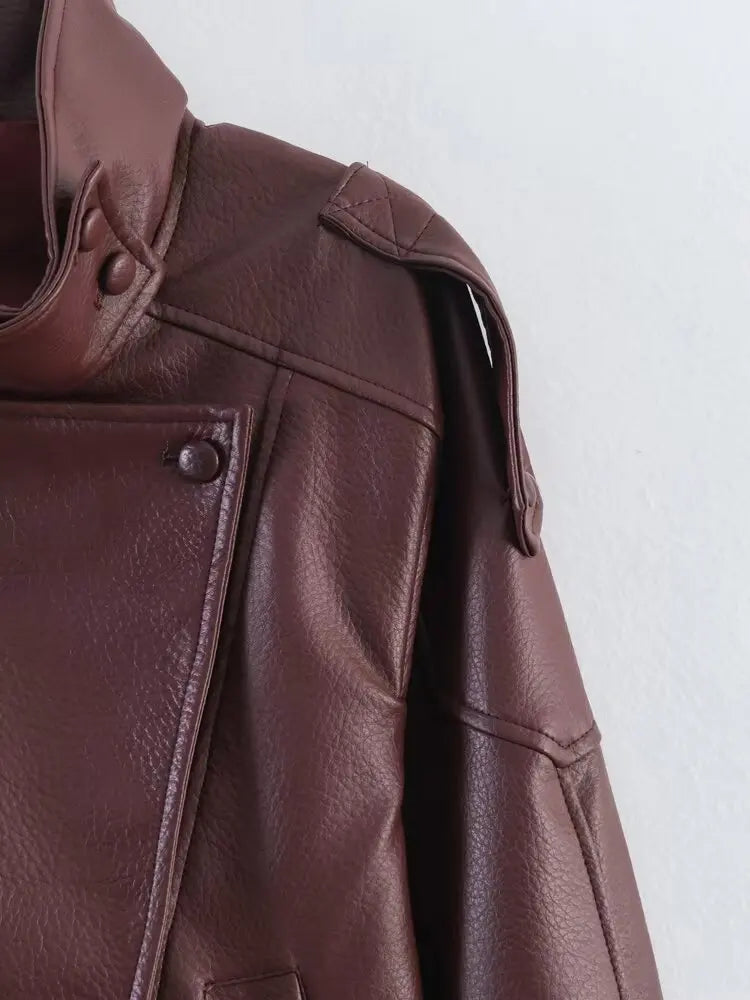 Fashionable High-Quality Zipper Three-Color Leather Jacket Women's Premium Style Small Fragrance Wind Summer Outerwear