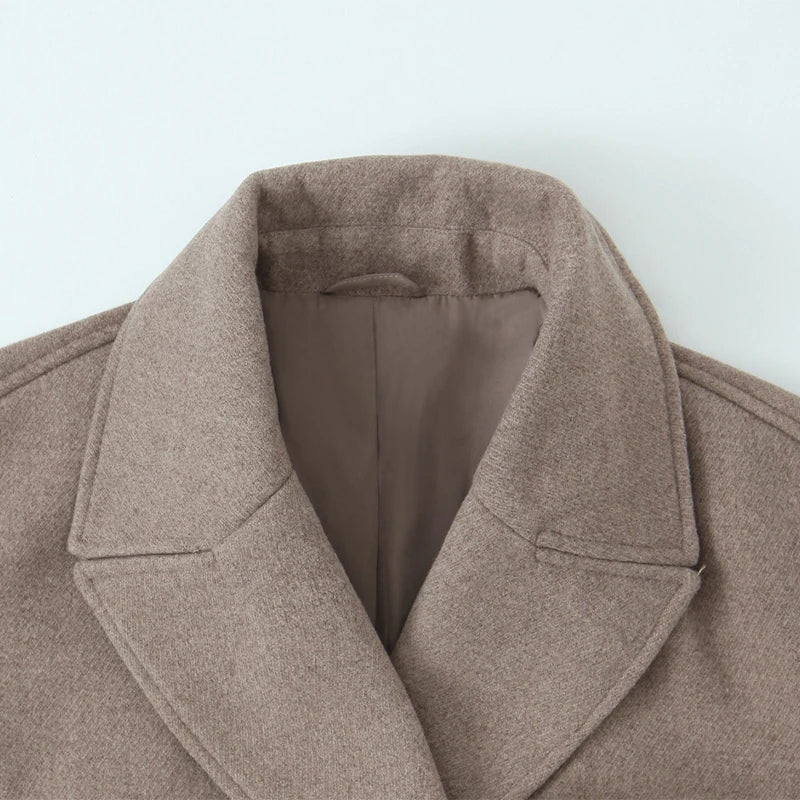 Willshela Women Fashion Solid Double Breasted Trench Jackets Vintage Lapel Neck Long Sleeves Female Chic Lady Outfits