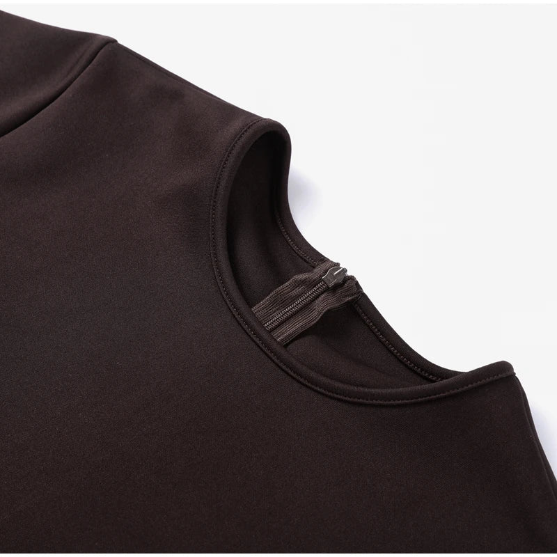 Vestido longo elegante com decote redondo e manga curta, moda feminina, liso, plissado, gaze, patchwork, 2025, novo, para escritório