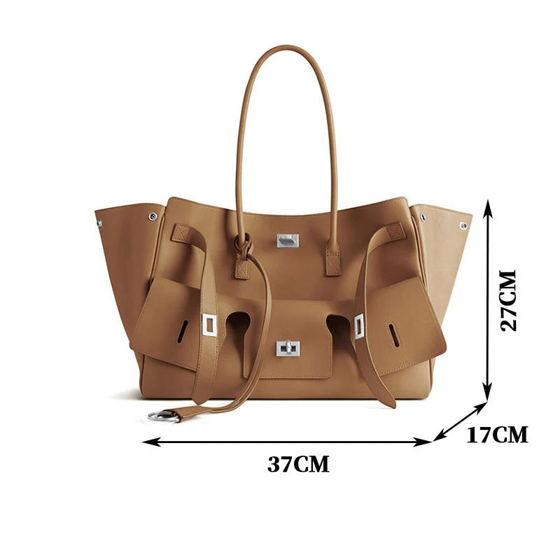 Luxury High Quality Tote Bag Brand Texture Lock Wing Bag Solid Color Simple New Horizontal Square Bag Women's Commuter Handbag
