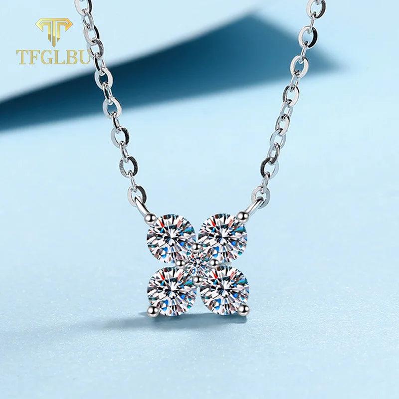 TFGLBU Trendy 4mm All Moissanite Necklace for Women Pass Test Simulated Diamond Wedding Pendant S925 Sterling Silver Jewelry - CRAVO ROSE