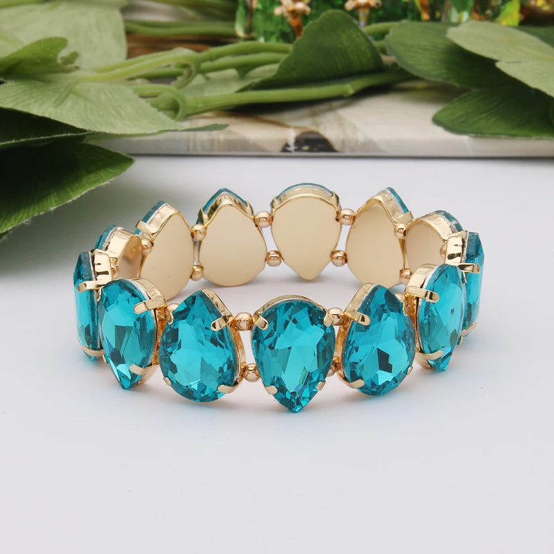 Bohemian Colorful Glass Bracelets For Woman European American Exaggeration Spring Rhinestone Bangle Madera Rhinestone Pulseira