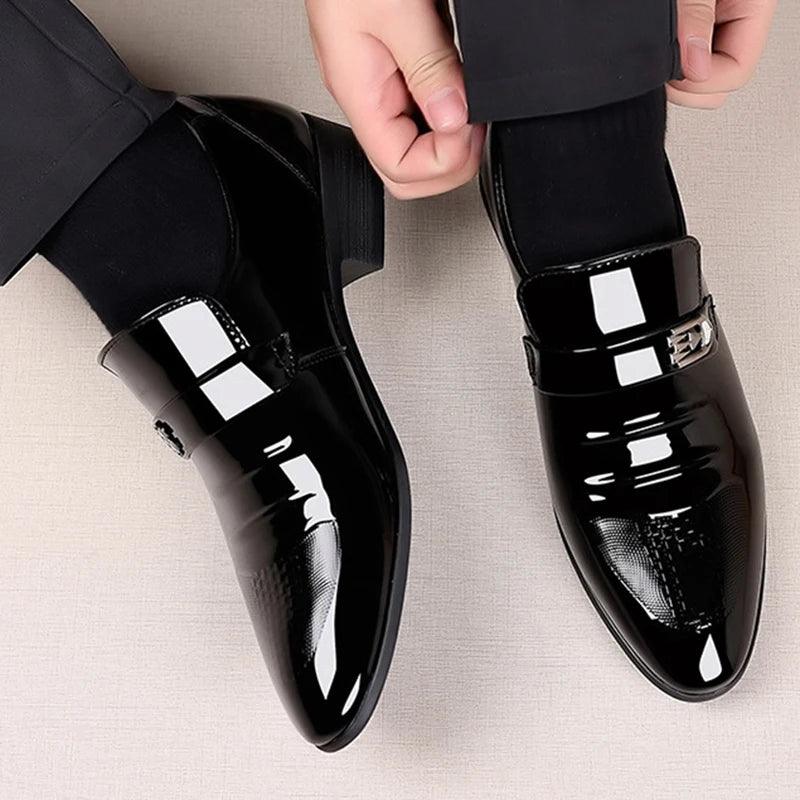 Brand New Patent Leather Shoes for Men Casual Business Shoes Office Work Shoes for Male Party Wedding Oxfords Point Toe Loafers - CRAVO ROSE