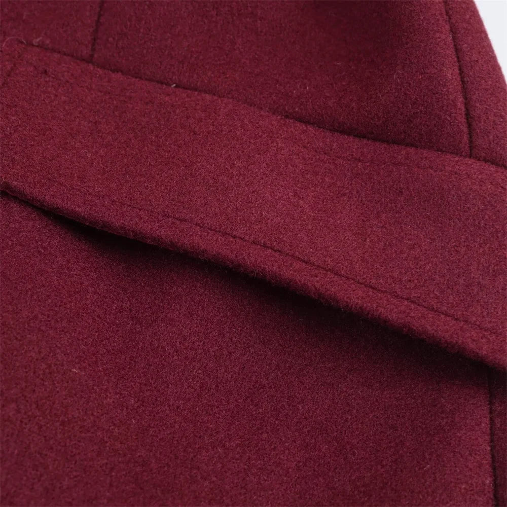 women's lapel single breasted fur collar coat jacket belt decoration autumn and winter new women's clothing