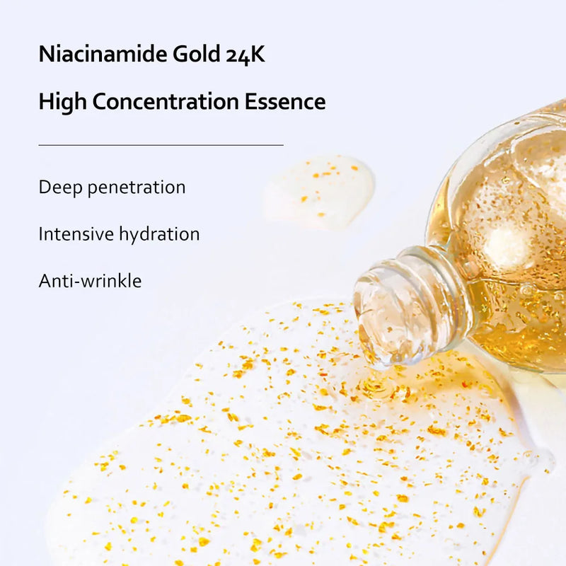Conjunto de cuidados com a pele 24K Gold Niacinamida Soro Facial Antienvelhecimento Produtos para a Pele Remover Olheiras Creme de Colágeno para os Olhos Kit de Cuidados com a Pele