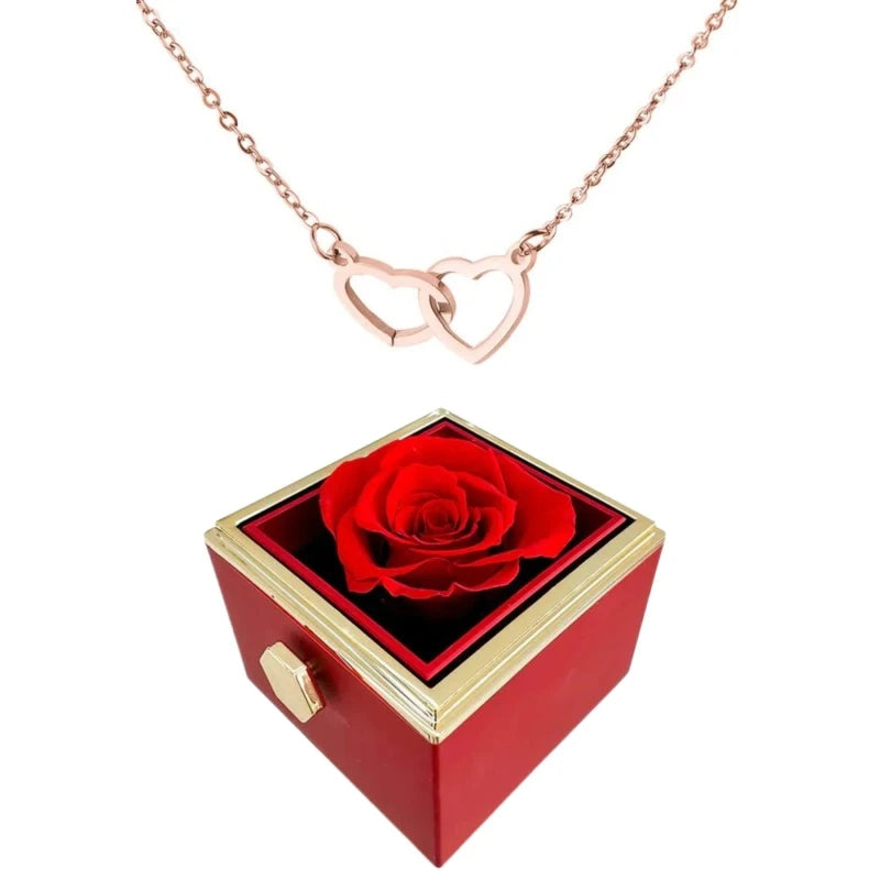 Eternally Preserved Rotating Rose Box-Engraved Heart Necklace Accept Drop Shipping with Free Shipping - CRAVO ROSE