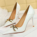 Sapatos de salto alto sensuais de 10 cm, cor vinho, nude, para mulheres, stripper, salto agulha, couro brilhante, para casamento, noiva, vermelho de qualidade