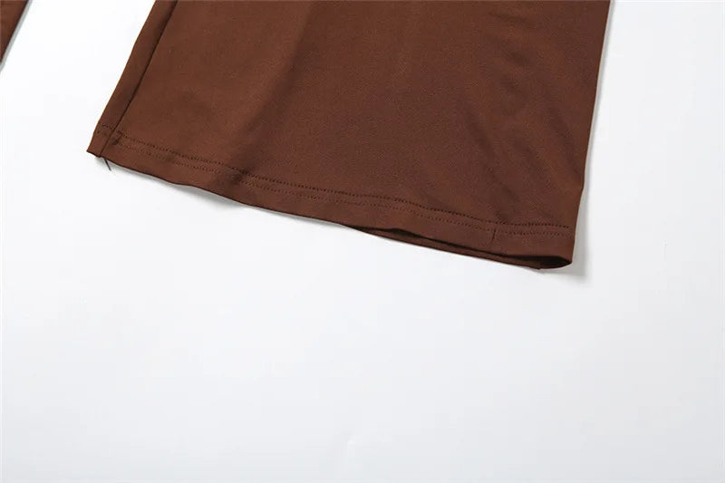 Conjunto de Calças Plissadas Decote em V Umbigo Exposto Sem Mangas Top Curto Slim Fit Calças Abraçando o Quadril