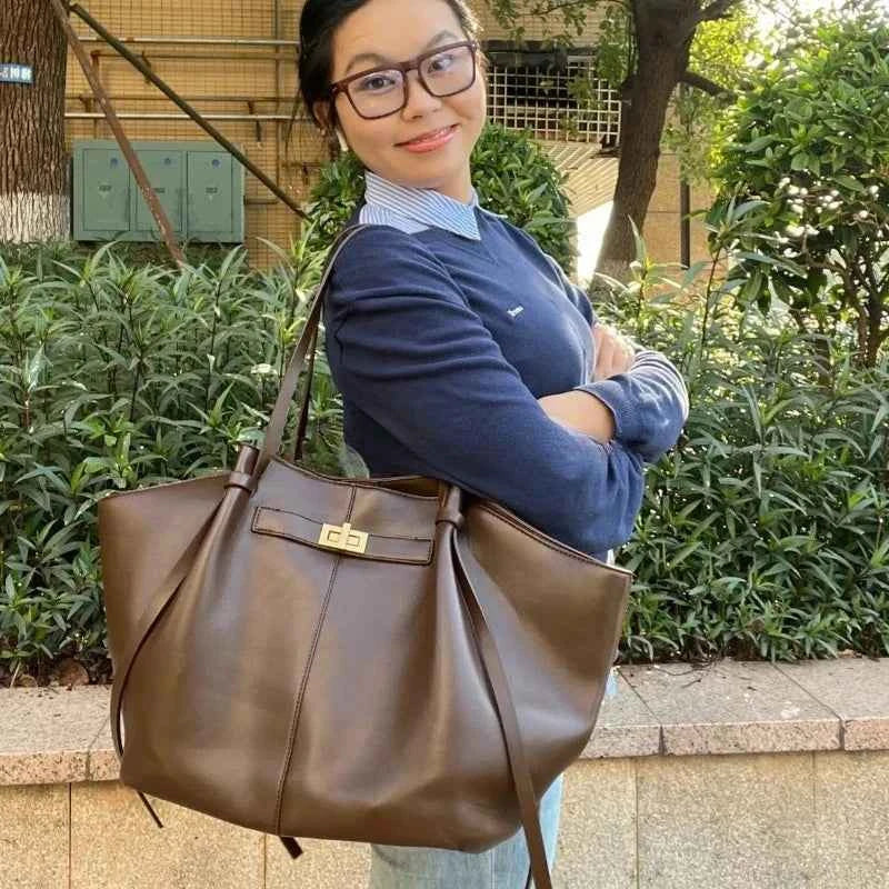 2026 Women's Summer Large Capacity Commuter Tote Bag Female Korean Fashion Luxury Pu Leather Handbags Chic Trend Underarm Bag