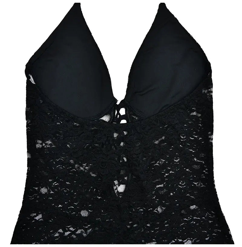 GACVGA Sexy Lace See Through Women Jumpsuit Backless Slim Streetwear Bandage Romper Lady Elegant Summer Party Nightclub Jumpsuit