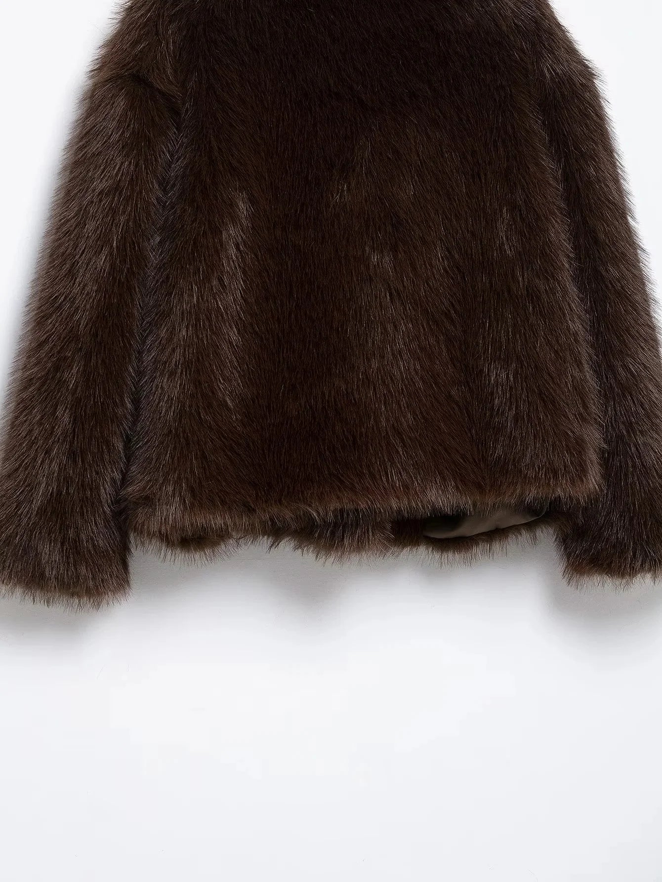 KONDALA 2026 Spring Summer Casual Faux Fur Brown Women Warm Jackets Valentine‘s Day Turn Down Collar Oversized Elegant Coats