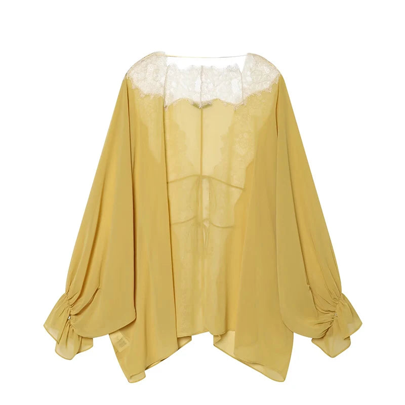 Women's Shirts Summe Fashion Splicing Lace Shirt Summe Women Loose Casual Shirts Female Blouses Chic Tops