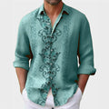 Camisa masculina de 6 cores estampada, modelo explosão, primavera e verão, lapela, botão, manga comprida, camisa