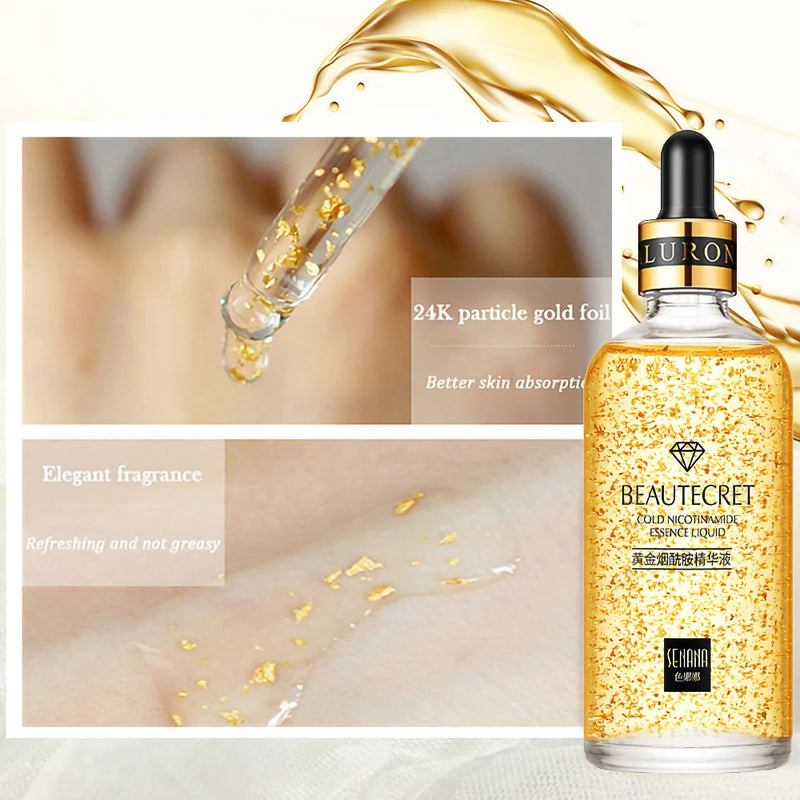 Conjunto de cuidados com a pele 24K Gold Niacinamida Soro Facial Antienvelhecimento Produtos para a Pele Remover Olheiras Creme de Colágeno para os Olhos Kit de Cuidados com a Pele