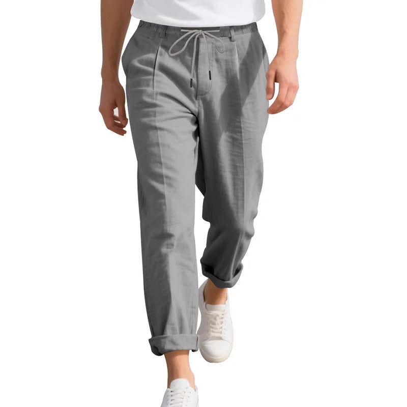 Men's Loose Casual Loose Straight Linen Naples Gurg Breathable Pants Men Clothing Trousers Traf Homme Pantalones Sweatpants