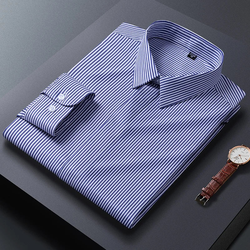 New Stretch Anti-Wrinkle Men's Shirt Modal Cotton Soft And Comfortable Business Social Tops Office Wear Easy Care Classic Style