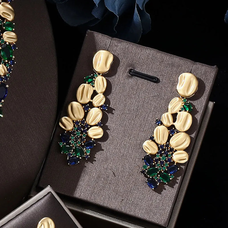 Conjunto de joias para noivas, novo conjunto completo de joias da moda Dubai, adequado para design de acessórios para festas de casamento femininas