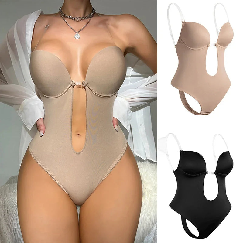 Sutiã modelador de corpo inteiro feminino, sem costas, tanga, modelador invisível, controle de barriga, cintas, bainha, roupa íntima emagrecedora
