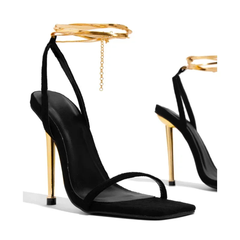 Bombas Mulheres Sandálias De Salto Quadrado Slingbacks Mulheres Sexy Salto Alto Vestido Festa Salto Fino Sandálias