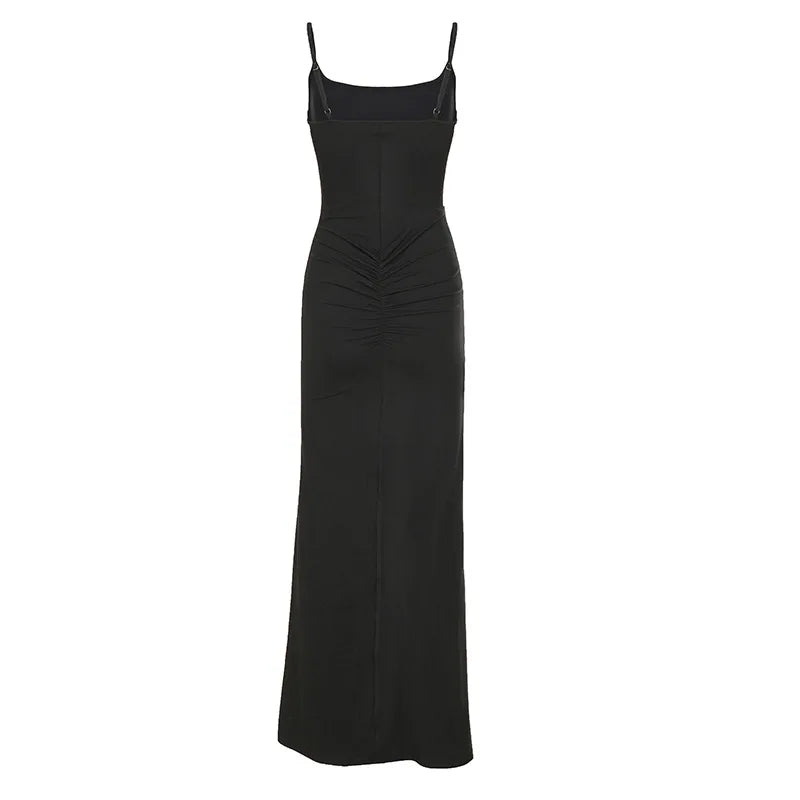 Sexy Bodycon High Slit Tank Dress Women Solid Off Shoulder Slip Dress