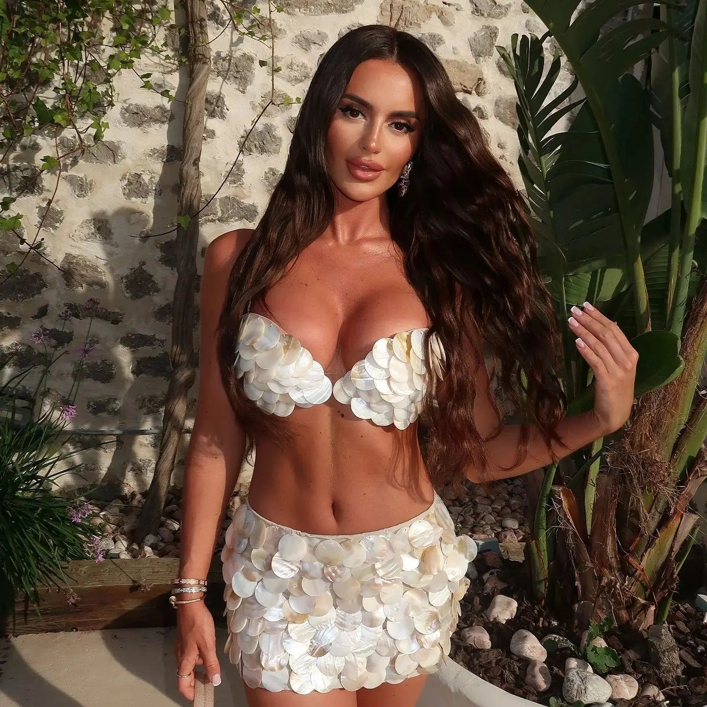 Sexy Swimsuit Shell Bikini with Skirt Swimwear Swimsuit Women Separates Swimwear 3 Pcs Swimsuit Bathing Suit Summer