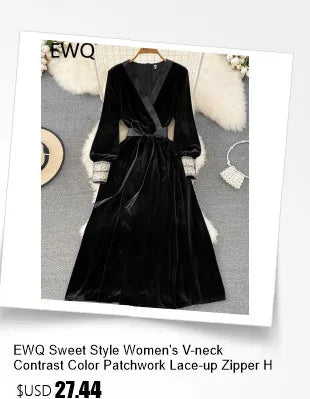 EWQ Elegant Style Chic Jumpsuit Women Solid Color Sleeveless Notched Irregular Patchwork Jumpsuits Winter Spring 2024 New SN5373