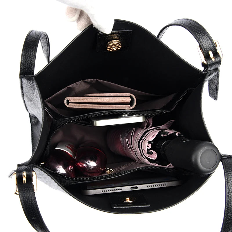 Bolsa de ombro feminina de couro de luxo, bolsa tiracolo fashion com axilas, bolsa carteiro para compras, bolsa grande de capacidade