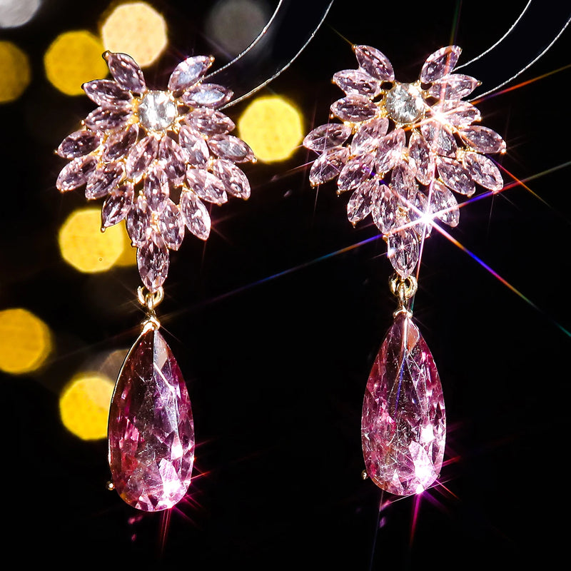Design sense of personality exquisite colorful full of diamonds drop earrings fashion light luxury temperament match earrings