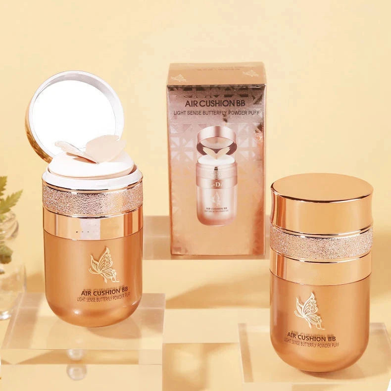 Air Cushion BB Cream Borboleta Pó Puff Base Hidratante Corretivo Clareador Controle de Oleosidade Maquiagem À Prova D'água Cosméticos