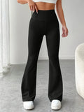 Calça legging justa de ioga da moda, casual, cintura alta, boca larga - Roupas femininas para primavera e verão, leggings de ioga
