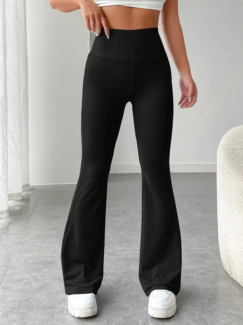 Calça legging justa de ioga da moda, casual, cintura alta, boca larga - Roupas femininas para primavera e verão, leggings de ioga
