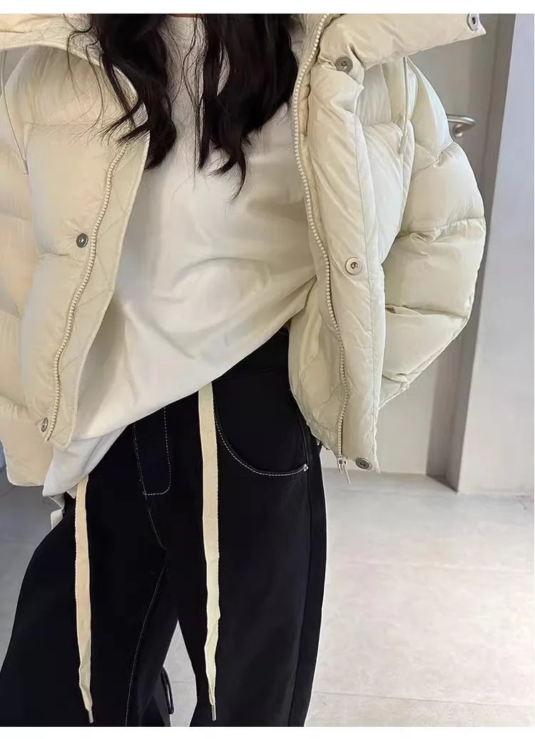 Sli ort Cotton Jaet Women's Winter Faion Bread Design Hooded American Sle Cact Size Ladies' Korean Version Coat