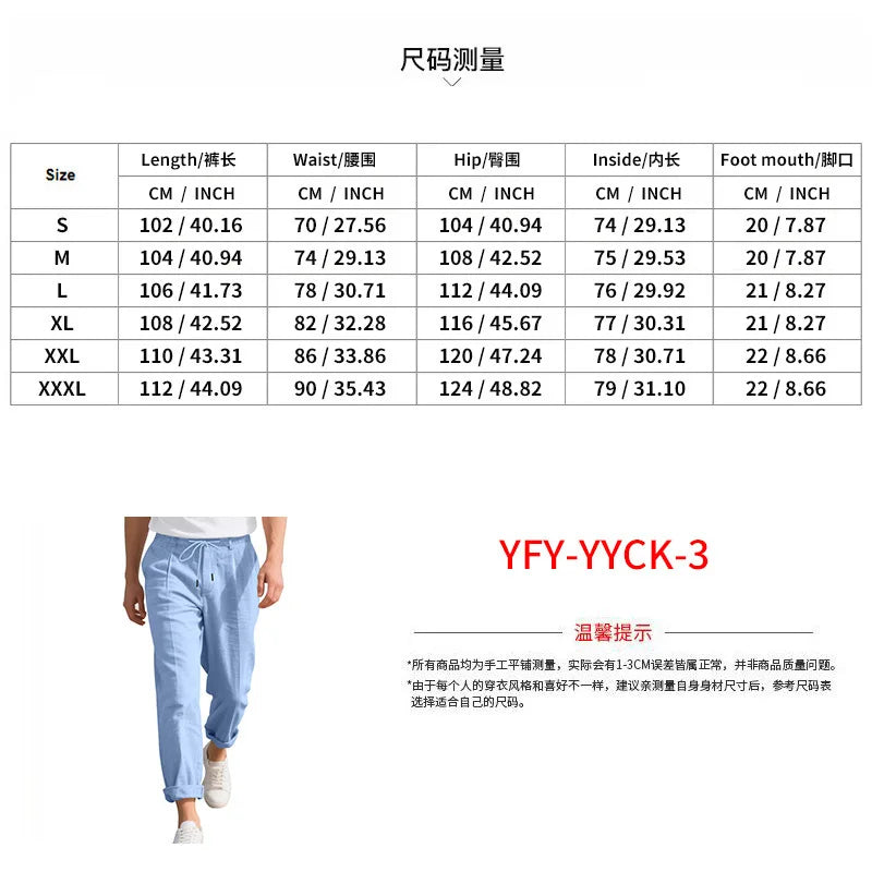 Men's Loose Casual Loose Straight Linen Naples Gurg Breathable Pants Men Clothing Trousers Traf Homme Pantalones Sweatpants