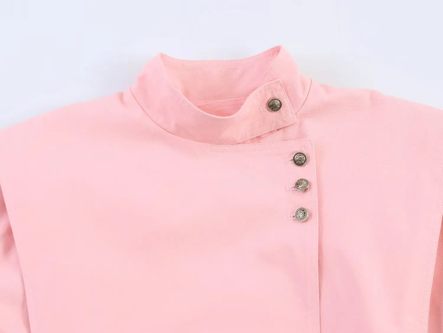 TFMLN Women Pink Stand-up Collar Jacket 2026 Trendy High Street Elegant Single-breasted Loose Coat Female Chic Outerwear ﻿