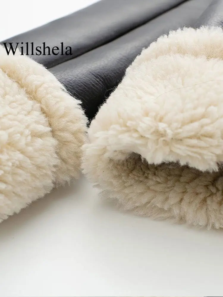 Willshela Women Fashion Solid Front Zipper Jackets Vintage Lapel Neck Long Sleeves Female Chic Lady Outfits