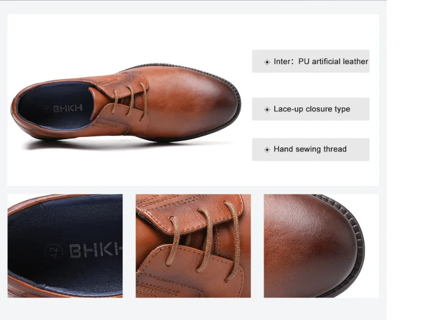 BHKH Male Sneakers Autumn/Winter traf Leather Men Casual Shoes Business Work Office Lace-up Dress shoes For Men Size47