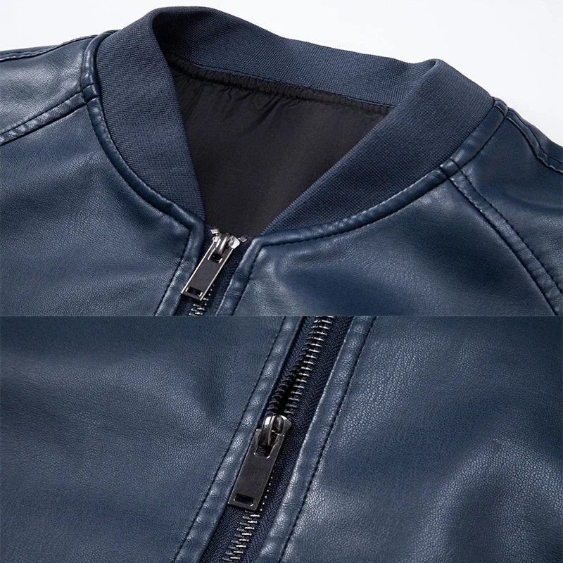 LIBIELIY TRAF Stylish Men's Leather Outerwear Slim Fit Durable Zipper High - Quality Leather Perfect For Elevating Your Look Com
