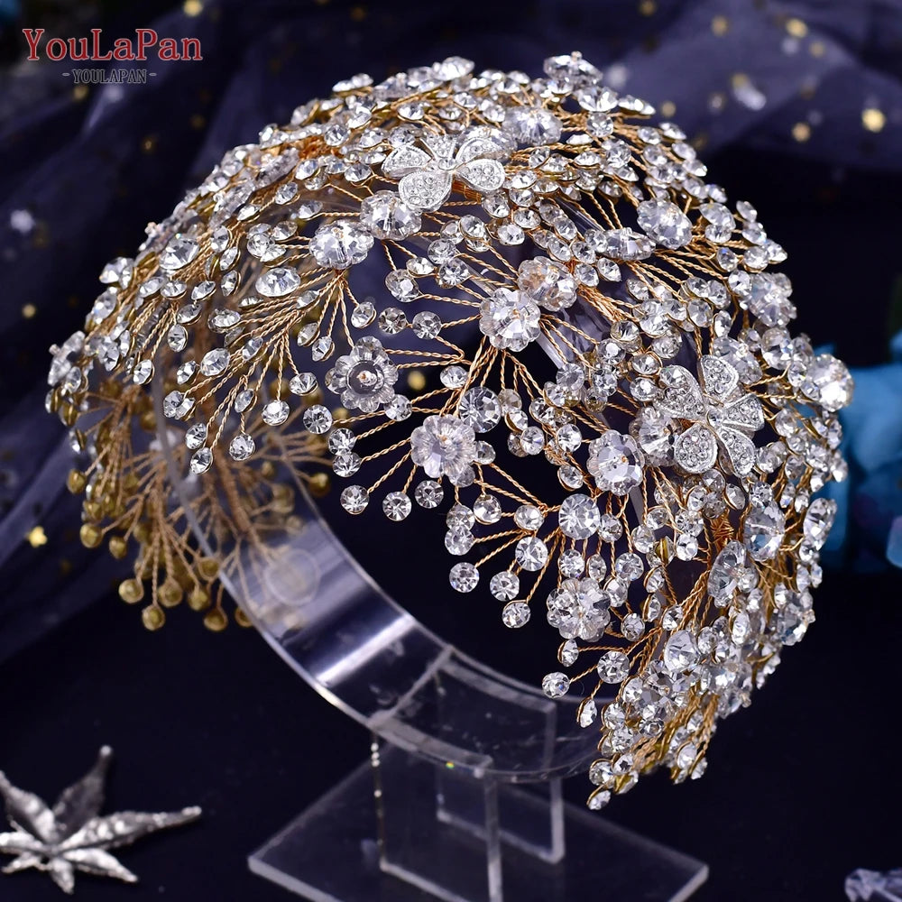 YouLaPan Bridal Crown Wedding Headband Rhinestone Brides Diadem Pageant Wedding Hair Accessories Woman Tiara and Headdress HP240