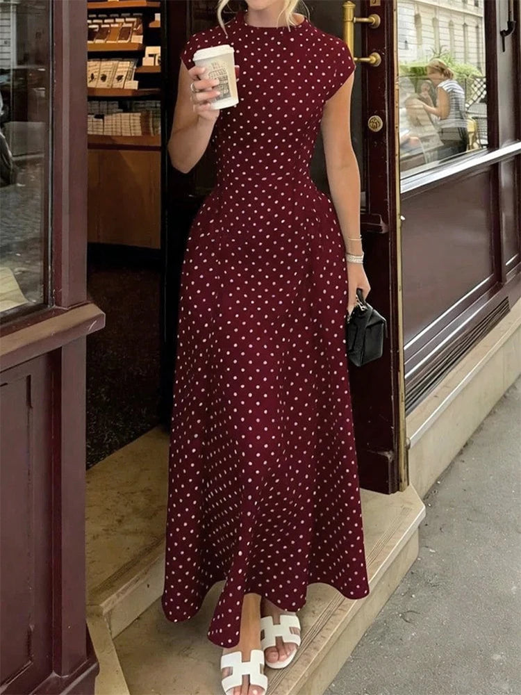 Women New Long Dresses Summer Elegant Upgraded Version Casual Polka Dots Party Dress Graceful Holiday Casual Slim Female Dresses