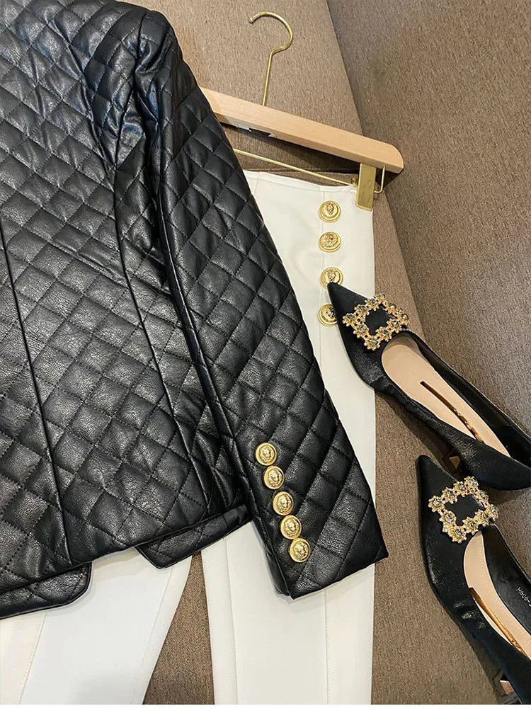 High-end Black Elegant Suit Jacket Ladies Casual Double Breasted Fashion Women's Blazer 2023 Office Work Casual Female Outerwear