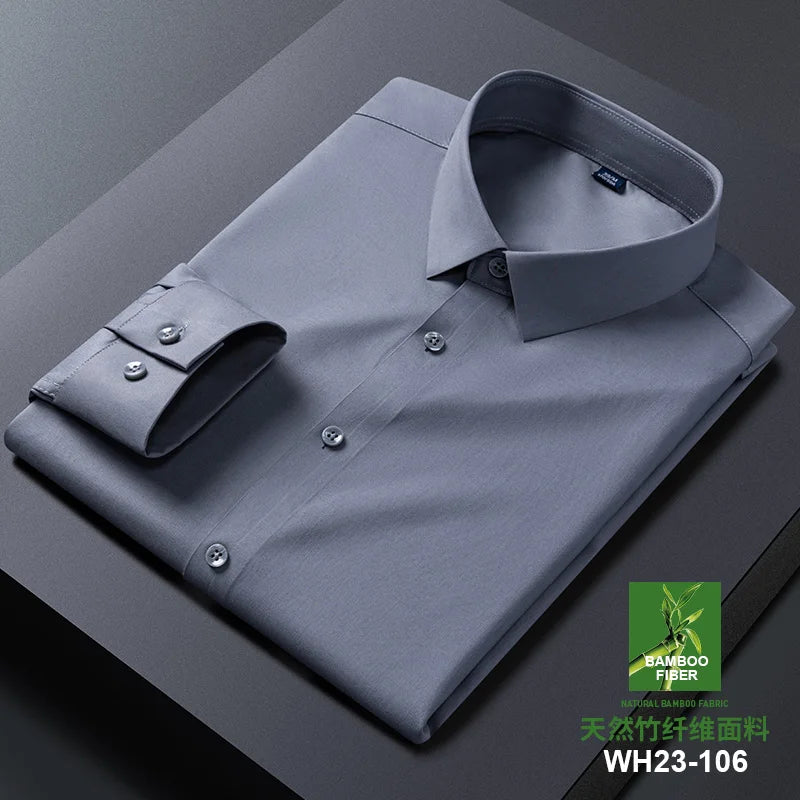 New Quality Anti-Wrinkle Men Shirt Long Sleeves Dress Shirts For Men Slim Fit Camisa Social Business White Office Shirt M-5XL