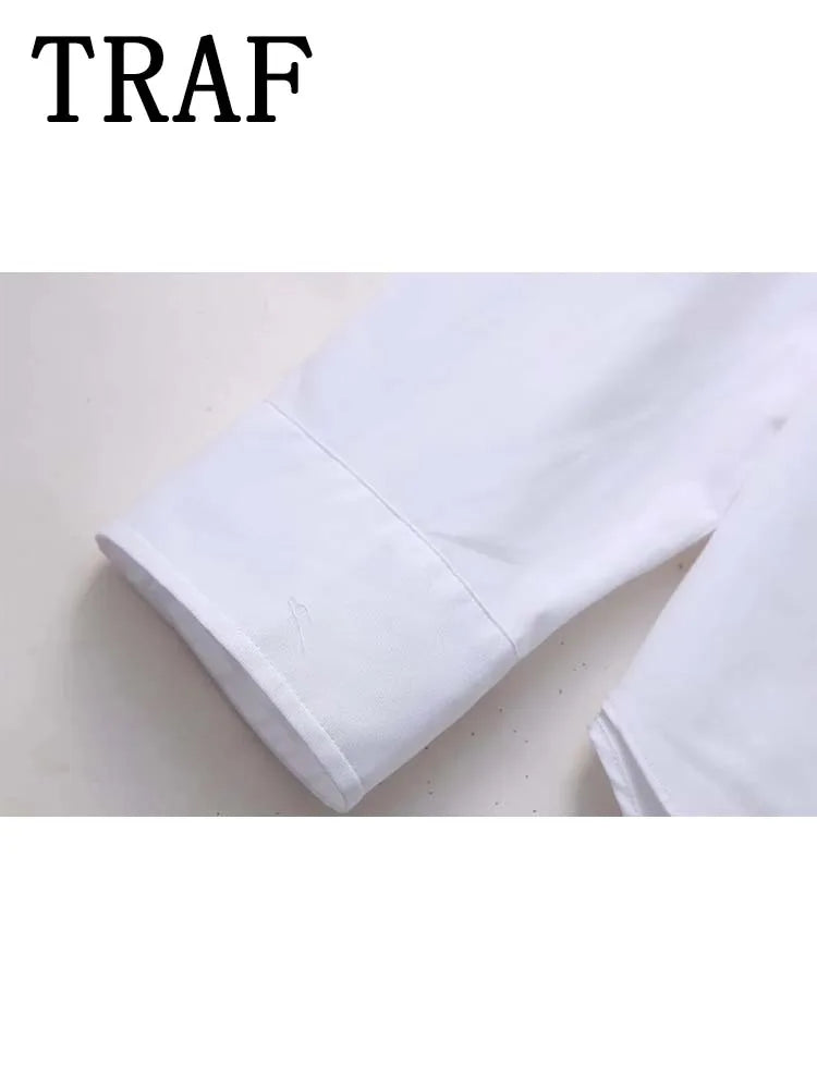 Blusas brancas elegantes da moda primavera 2025, blusas com lapela vazada, camisa slim feminina, casual, streetwear, blusa feminina para escritório