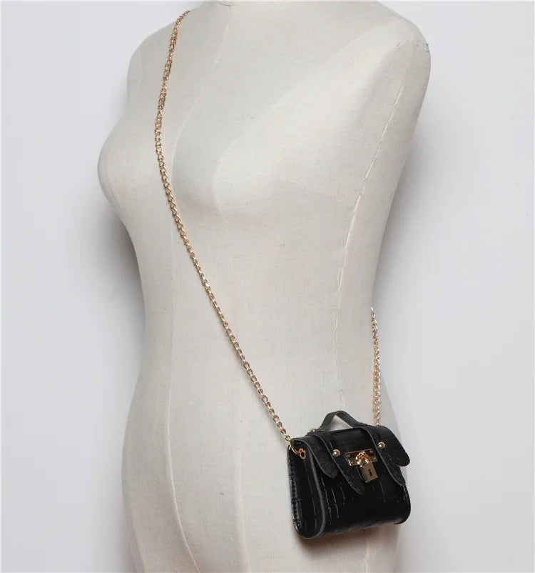 Korean version concave ins crocodile pattern mini small fanny pack removable belt chain diagonal span women's bag