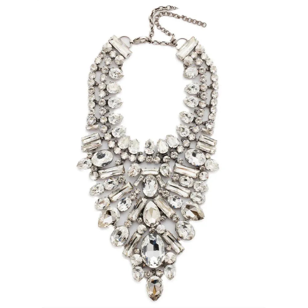 Stonefans-colar exagerado para mulheres, gargantilha, drag queen Joalheria, geométrica, Dubai, strass, corrente de colarinho, moda - CRAVO ROSE