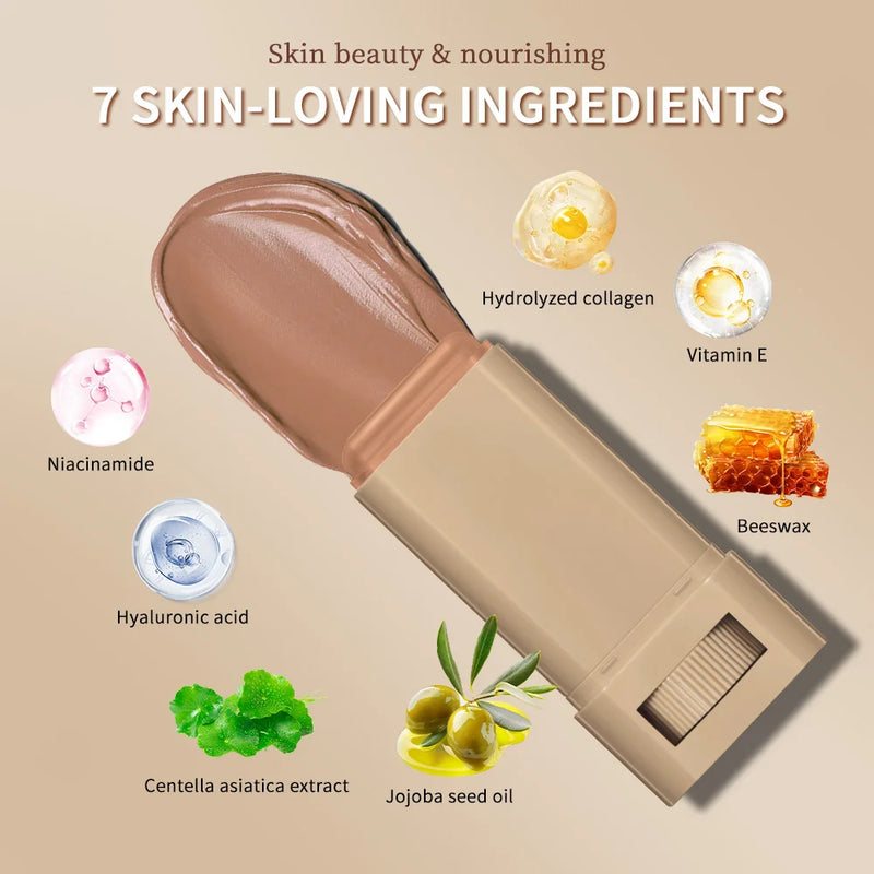 Base em bastão Balm Serum Boosted Skin Tint Base em bastão Suave Plumper Alta Cobertura Base Bronze para Viagem Make