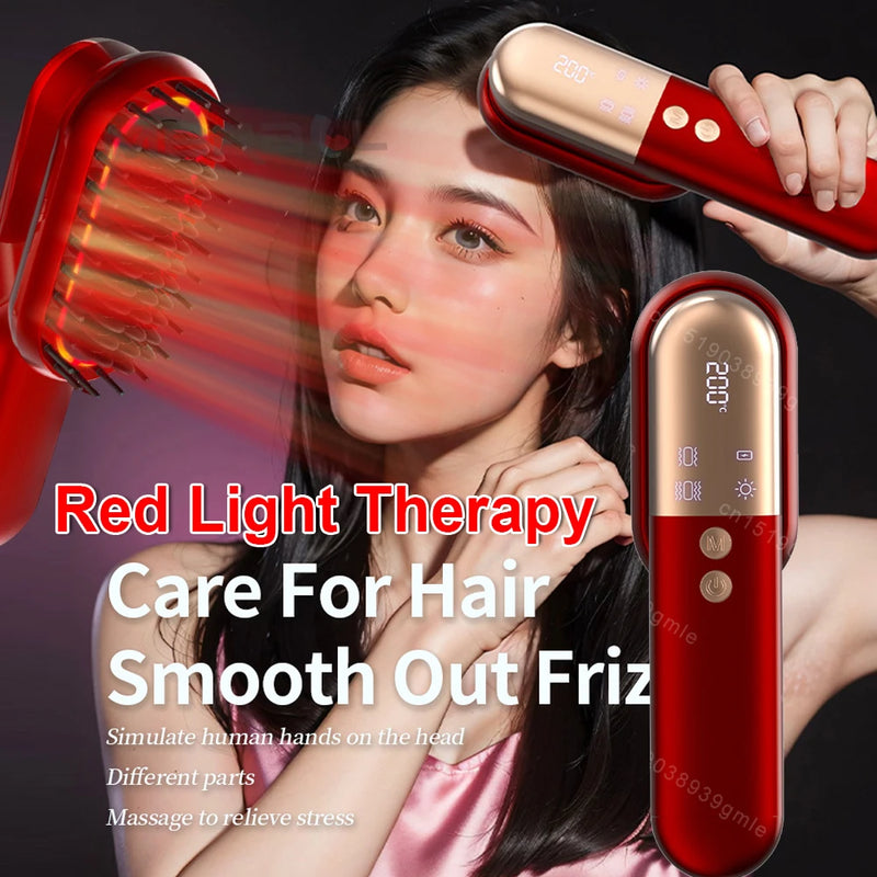 Massageador de couro cabeludo com terapia de luz vermelha, escova de luz vermelha, pente elétrico para massagem do couro cabeludo, ferramenta anti-queda de cabelo, escova de cabelo infravermelha