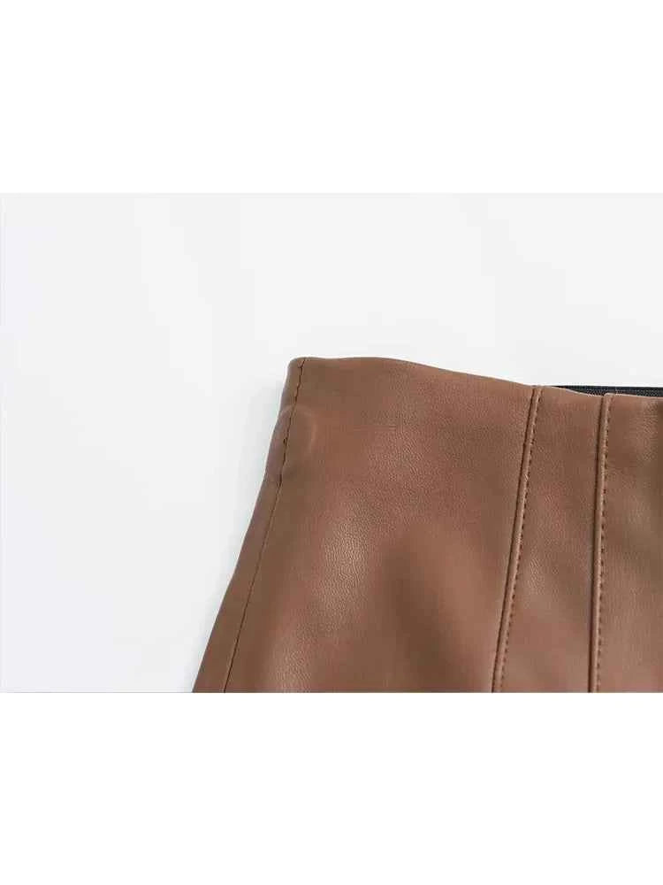 HH 2024 Women's Faux Leather Pants High Waist Straight Leg Trousers Fashion Female Streetwear Stylish Stretch Pencil Pants