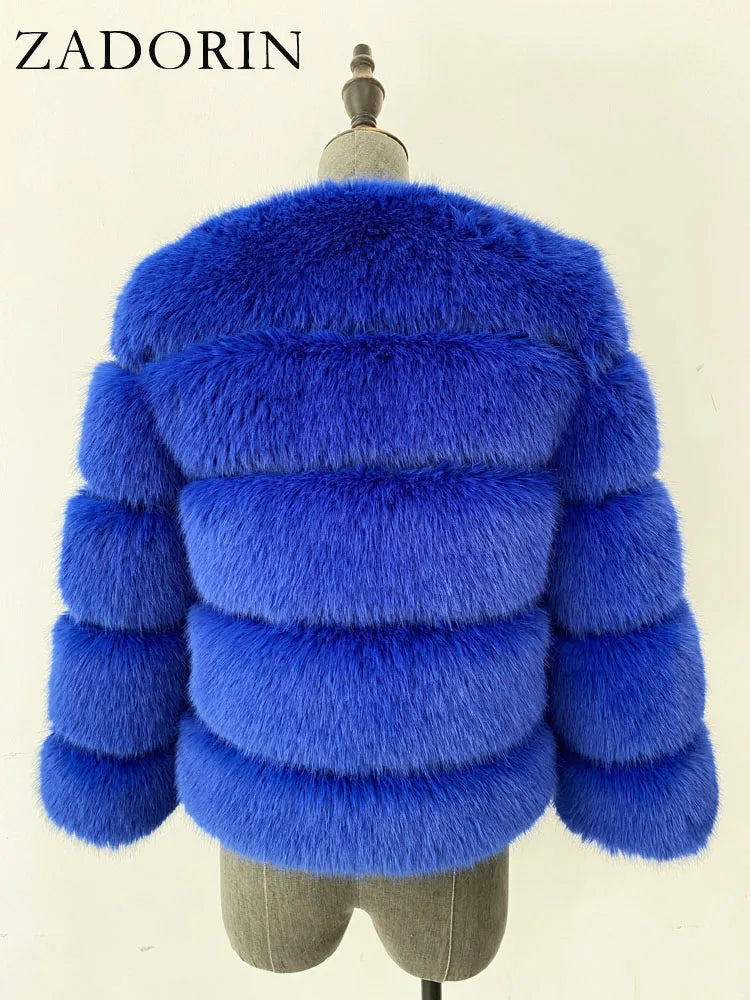 ZADORIN S-6XL Mink Coat Winter Black White Faux Fur Coat Woman Elegant Fluffy Faux Fur Jacket Top Short Fur Coats Woman Clothing